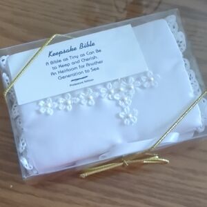 Keepsake Bible with Lace and Gold Ribbon NEW
